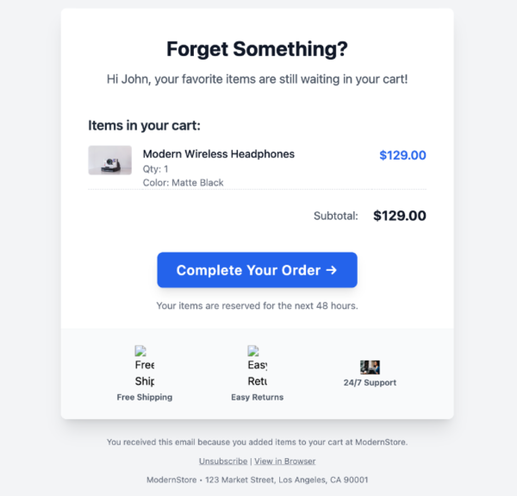 Abandoned Cart Email Template – Boost Conversions & Recover Lost Sales