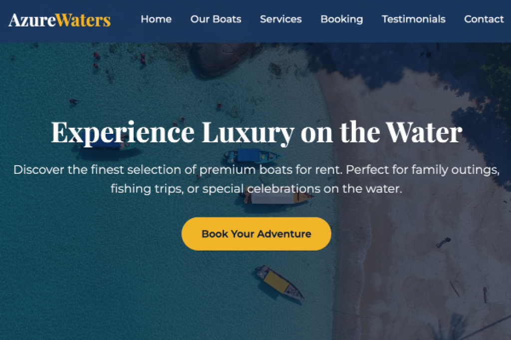 Azure Waters Boat Rental Template | Modern Responsive Website