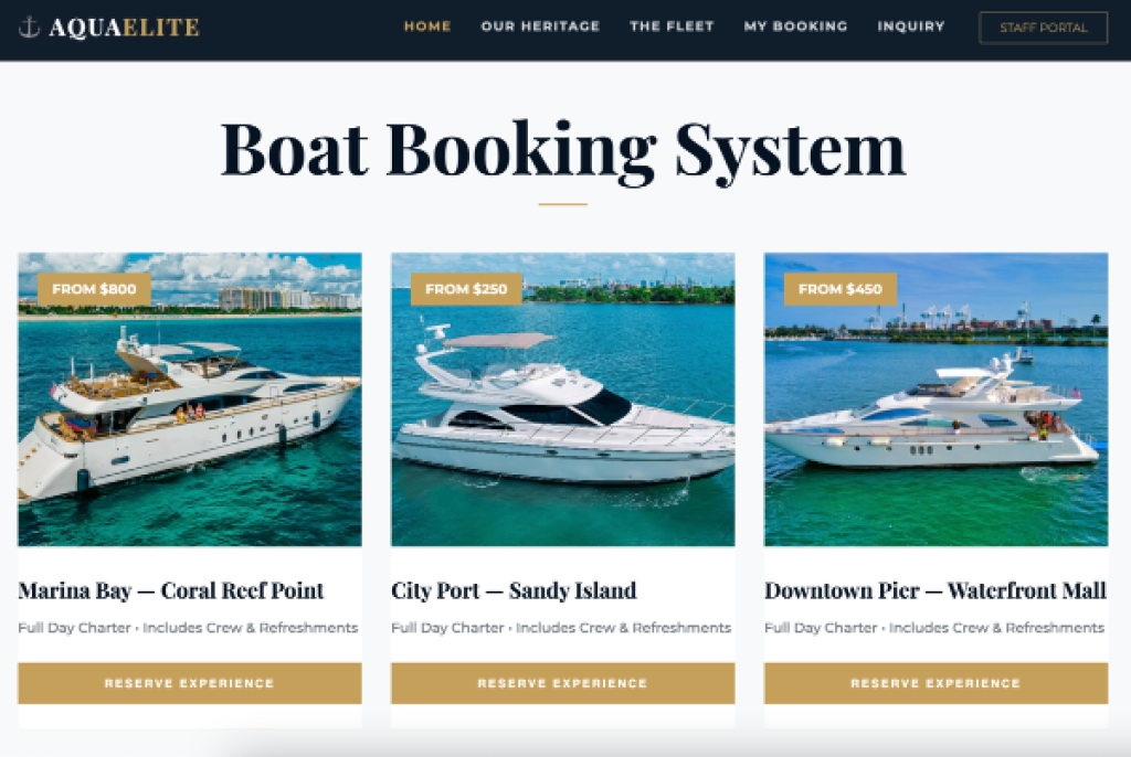 Boat Booking System in PHP | Project Source Code & Live Demo