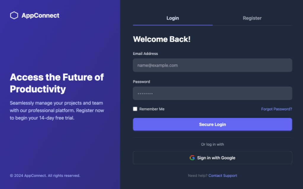 Modern Login & Registration HTML Template : Premium Tailwind Design