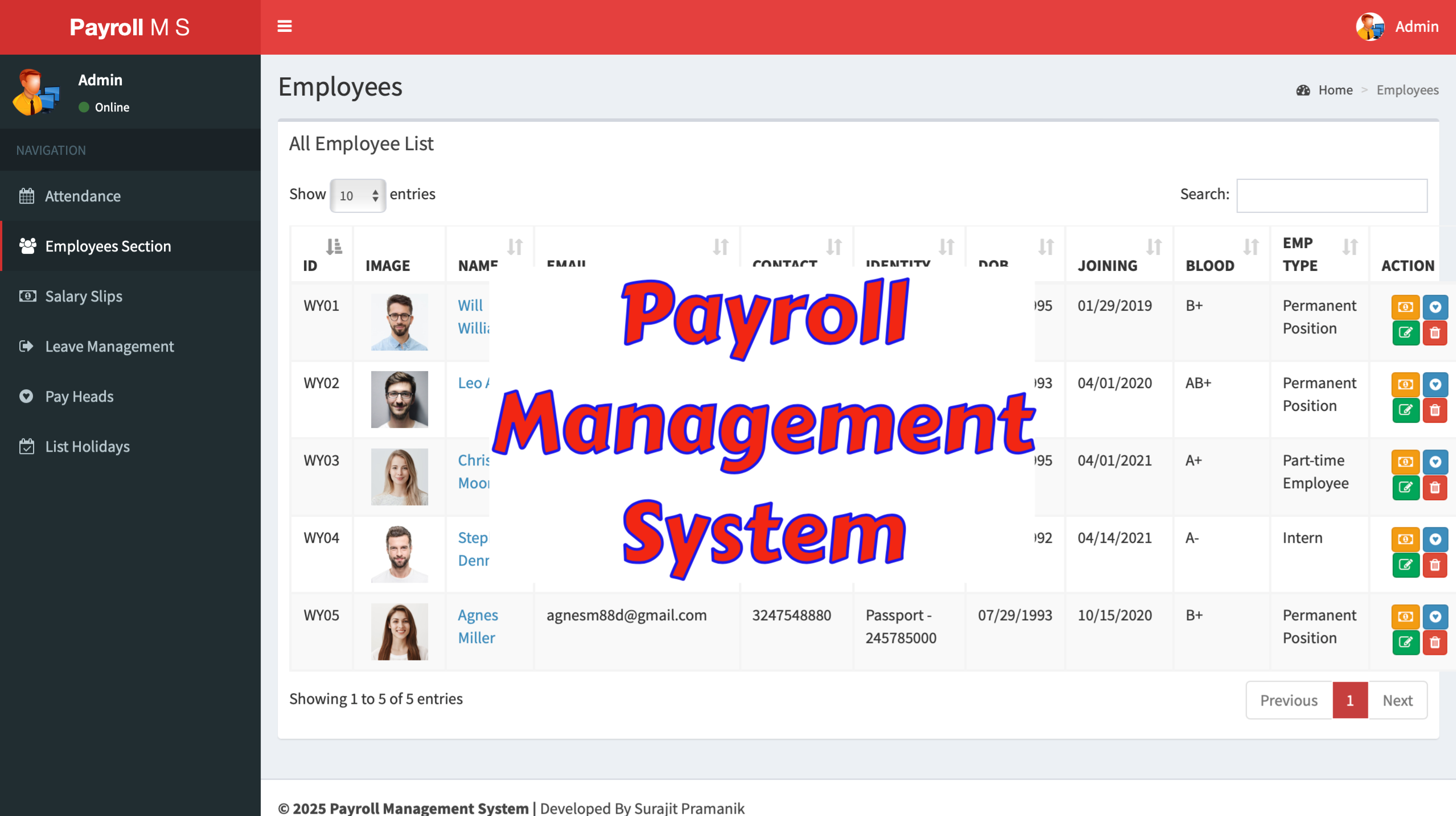 DEMO - Payroll Management System in PHP with Free Source Code